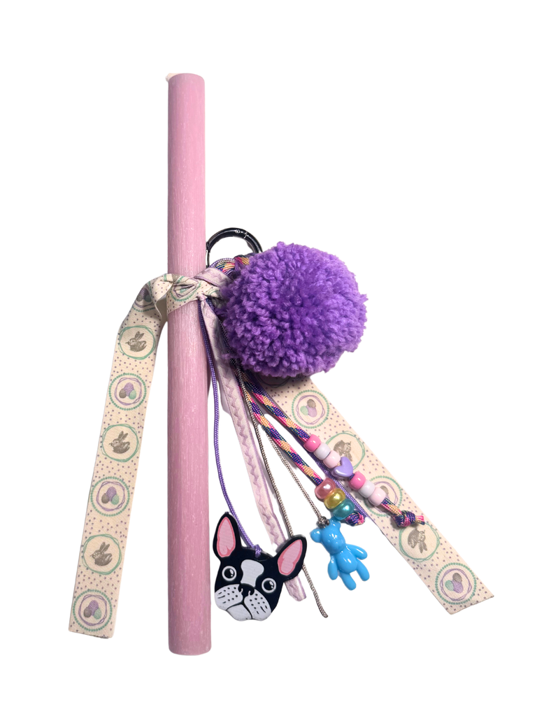 Girl Pink Frenchie Bulldog Easter Candle