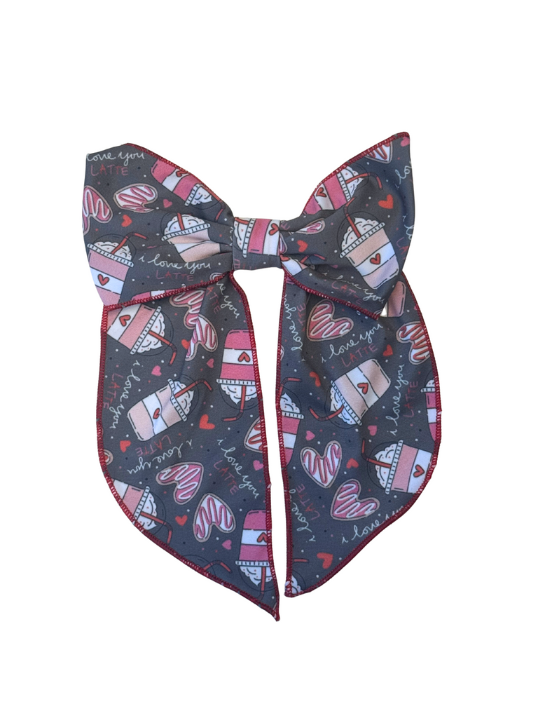 Girl Love U Latte Valentines Bow for Hair