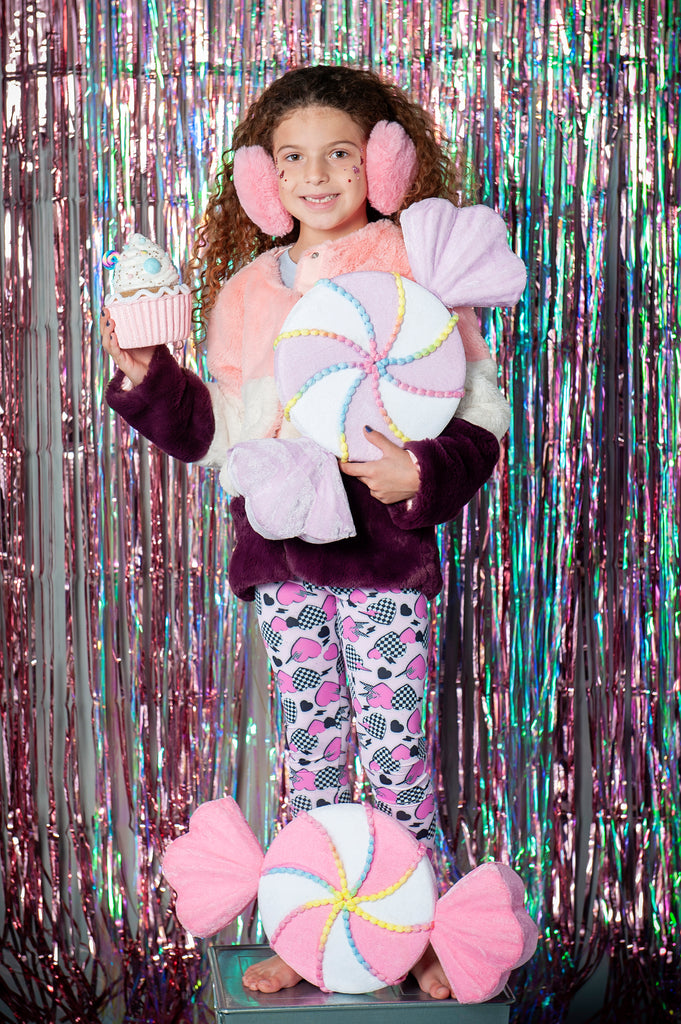 Girl Pink Retro Checker Heart Legging