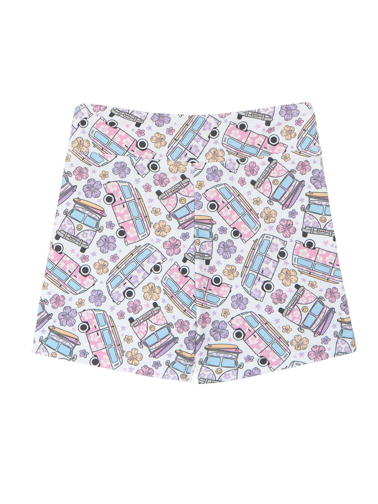 Girl Pink Flower Vagon Summer Shorts