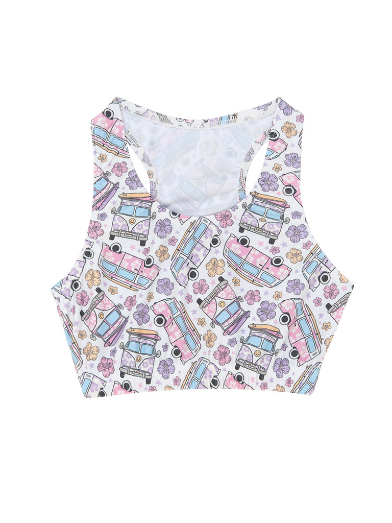 Girl Pink Flower Vagon Sports Top
