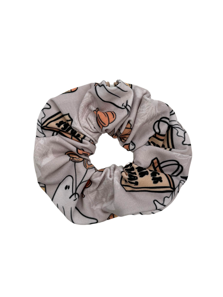 Mocha Halloween Boo Scrunchies for Hair