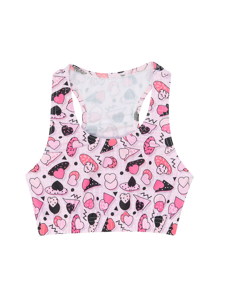 Girl Pink Heart Graph Sports Top