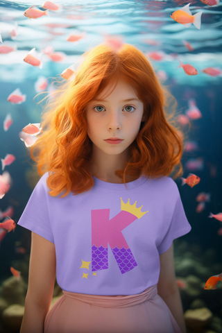 Girl's Mermaid Initial Lilac Shirt