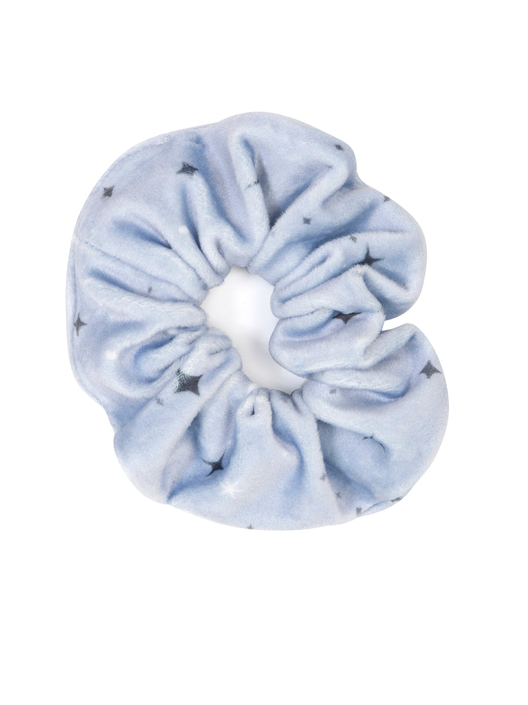Girl Sky Blue Star Moon Velvet Scrunchies For Hair