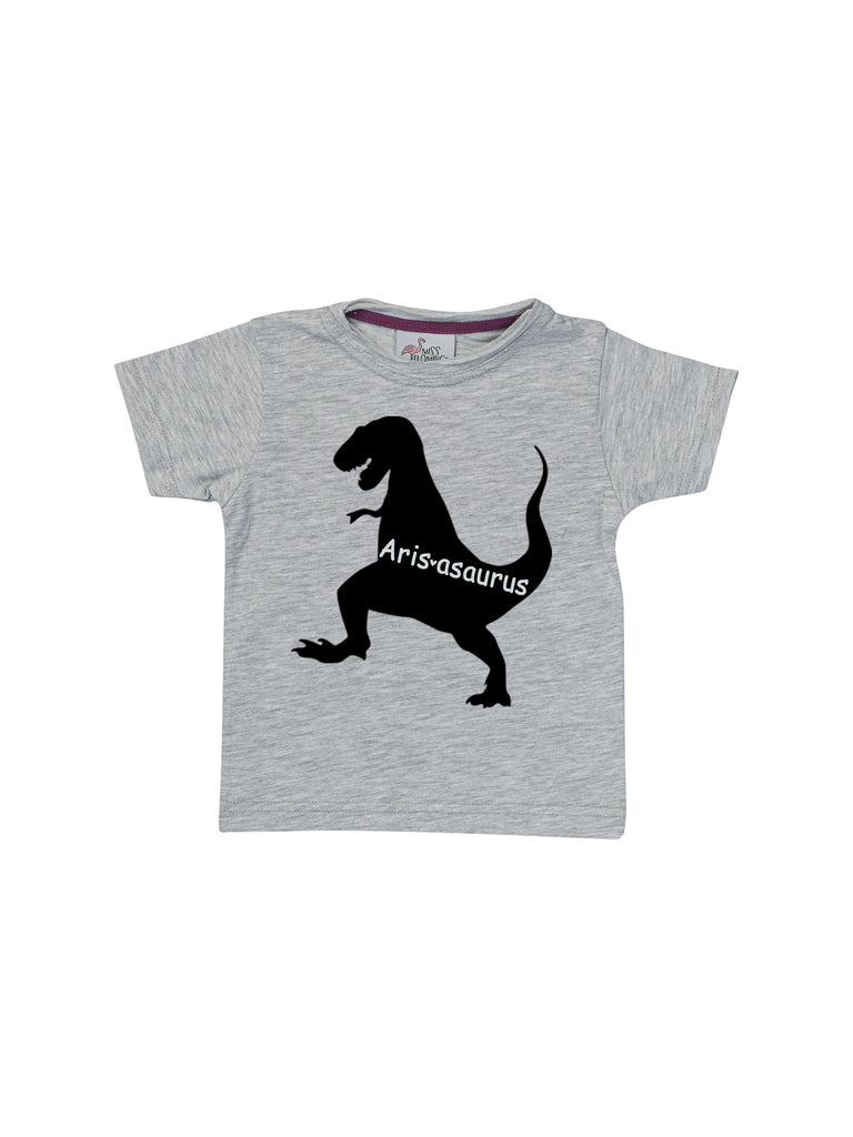 Boy Personalized Grey Dinosaur Shirt