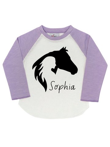 Girl Lilac Personalised Horse Girl Long Sleeve Shirt
