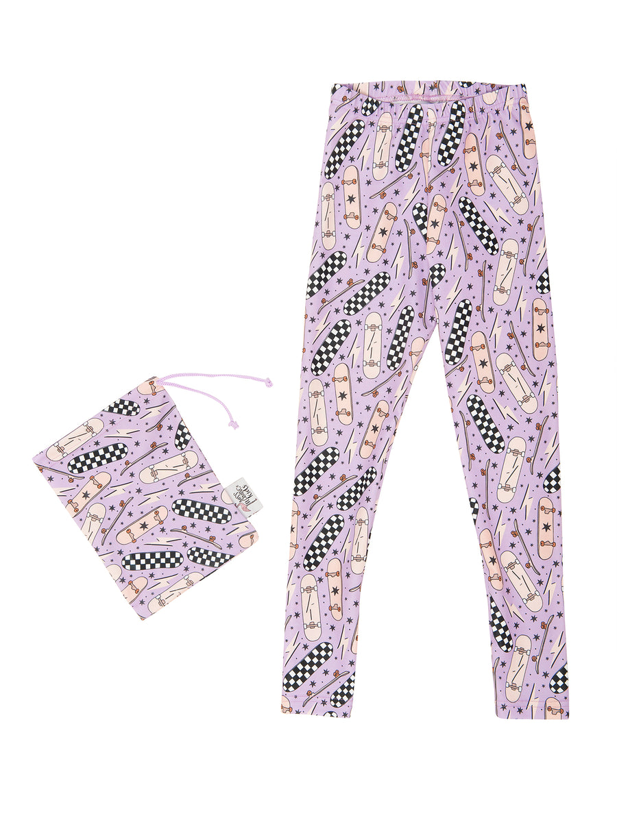 Girl Purple Skates Fall Legging