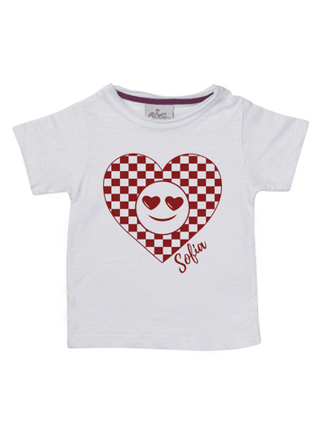 Girl Heart Personalised White Valentines T-Shirt