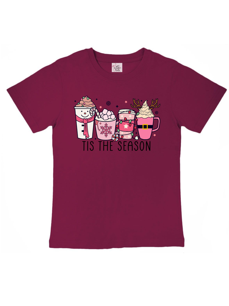 Kids Burgundy Christmas Tis The Season Shirt