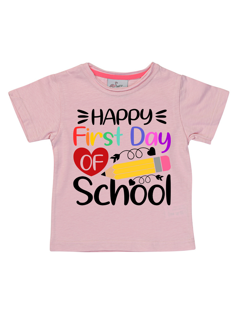 Girl Happy First Day of School Pink Shirt