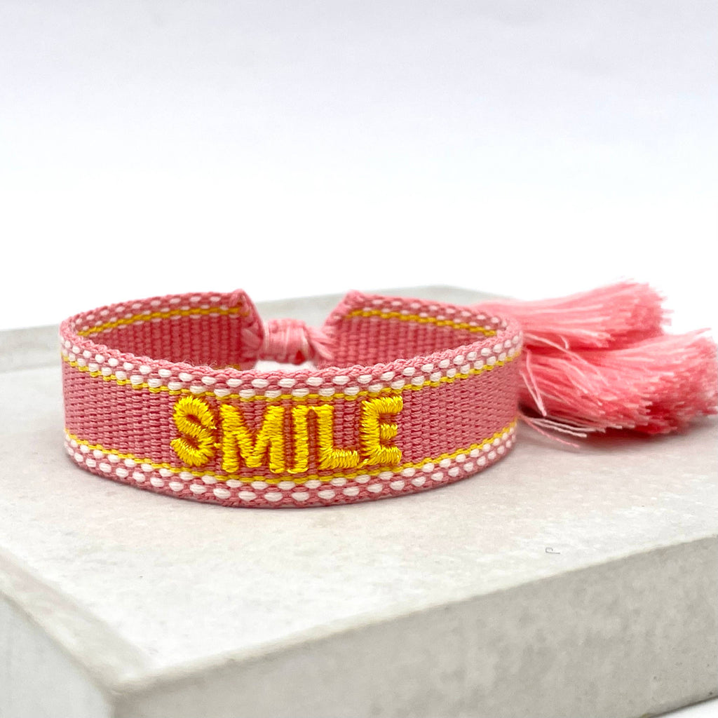 SMILE statement bracelet woven, embroidered small