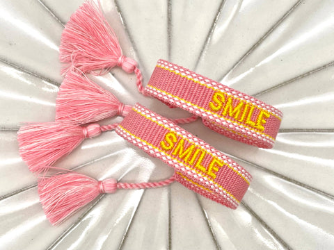 Smile Woven Statement Bracelet, Embroidered