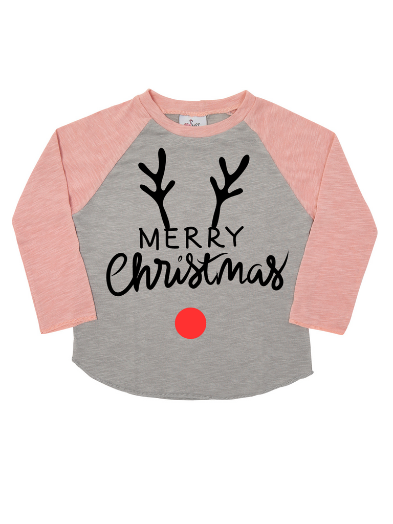 Girl Merry Christmas Reindeer Long Sleeve Shirt