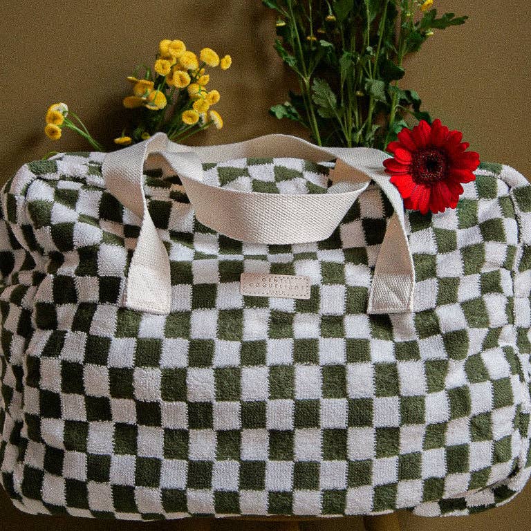 Checkered Khaki Terry Weekend Bag