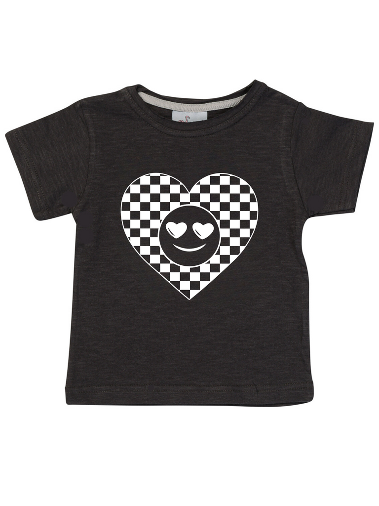 Boy Black Smilie Heart Valentines T-Shirt