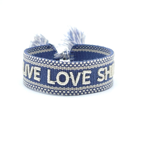 Live Love Shine Statement Bracelet, Embroidered