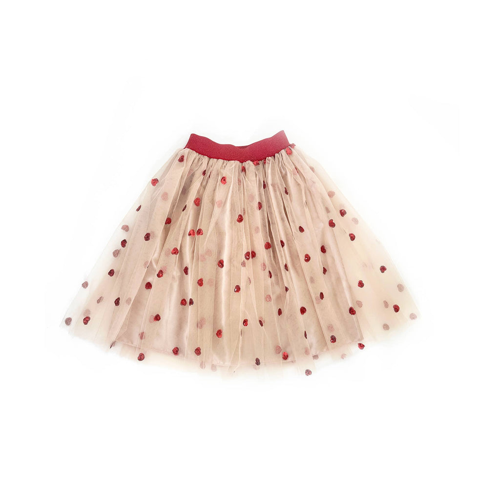 Girl Celestine Beige with Red Heart Long Skirt