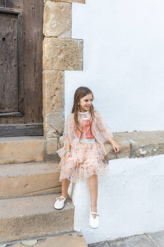 Girl Colombine Skirt with Multicolored Polka Dots