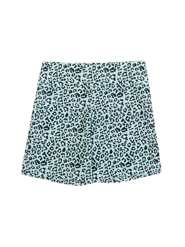 Girl Leopard Aqua Biker Shorts