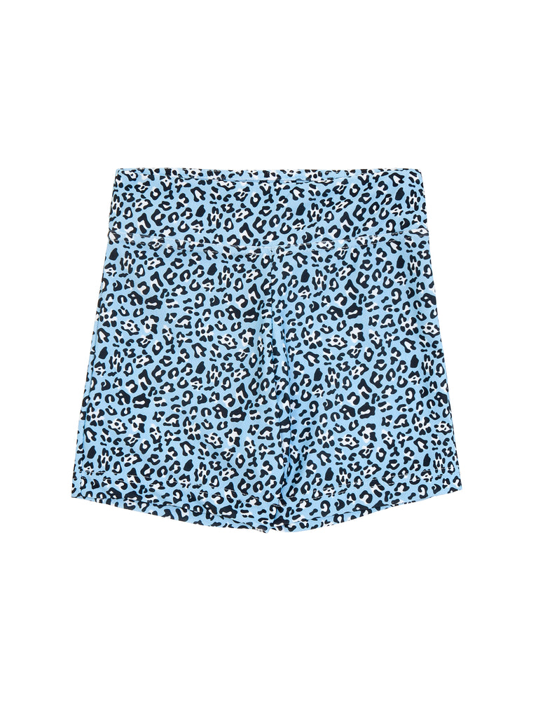Girl Blue Leopard Biker Shorts