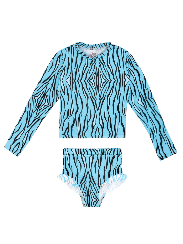 Girl Blue Zebra Full Mood Two Piece Swimsuit