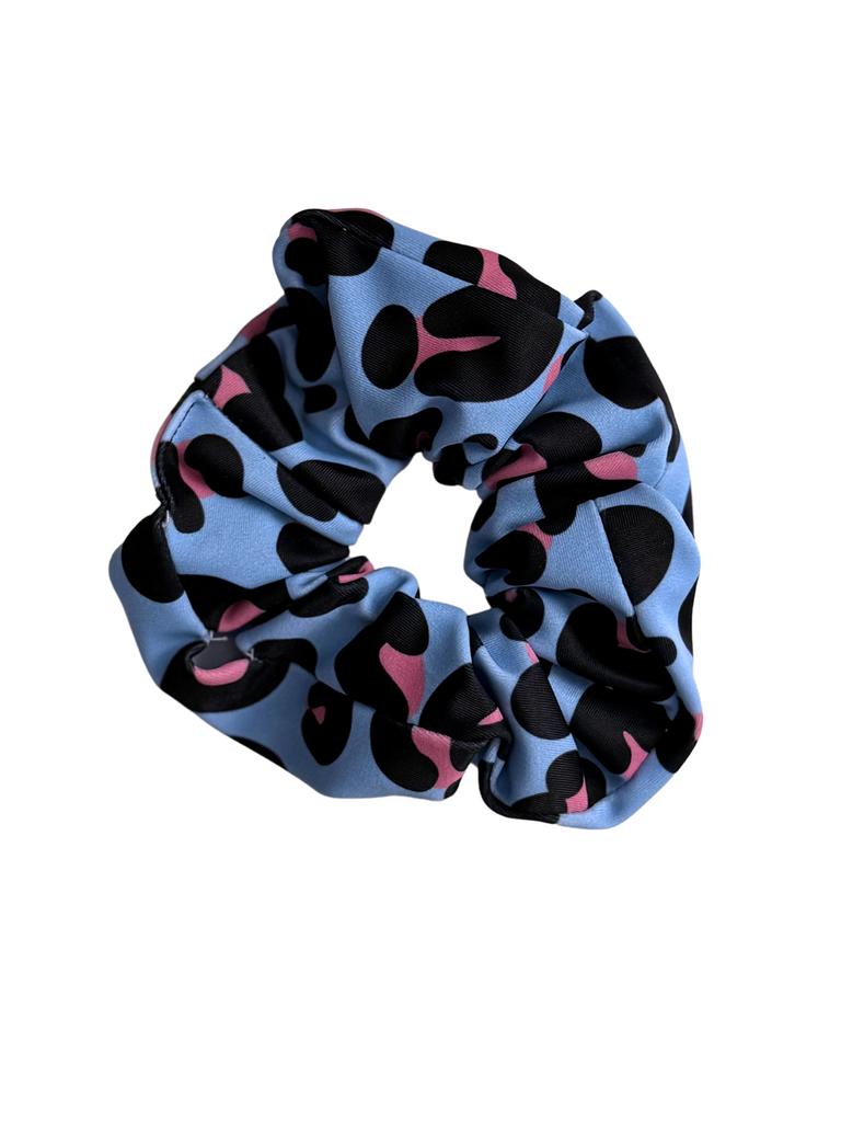 Blue & Pink Leopard Scrunchies for Hair