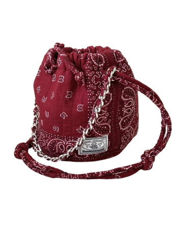 Burgundy Bandana Bucket Bag