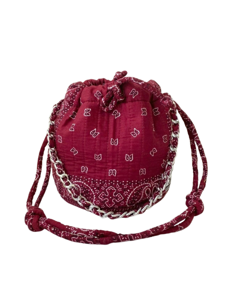 Burgundy Bandana Bucket Bag