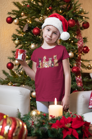 Kids Burgundy Christmas Dog Shirt