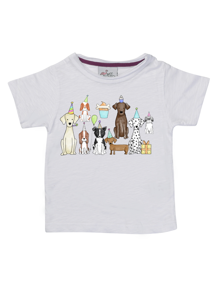 Girl White Dog Party T-Shirt