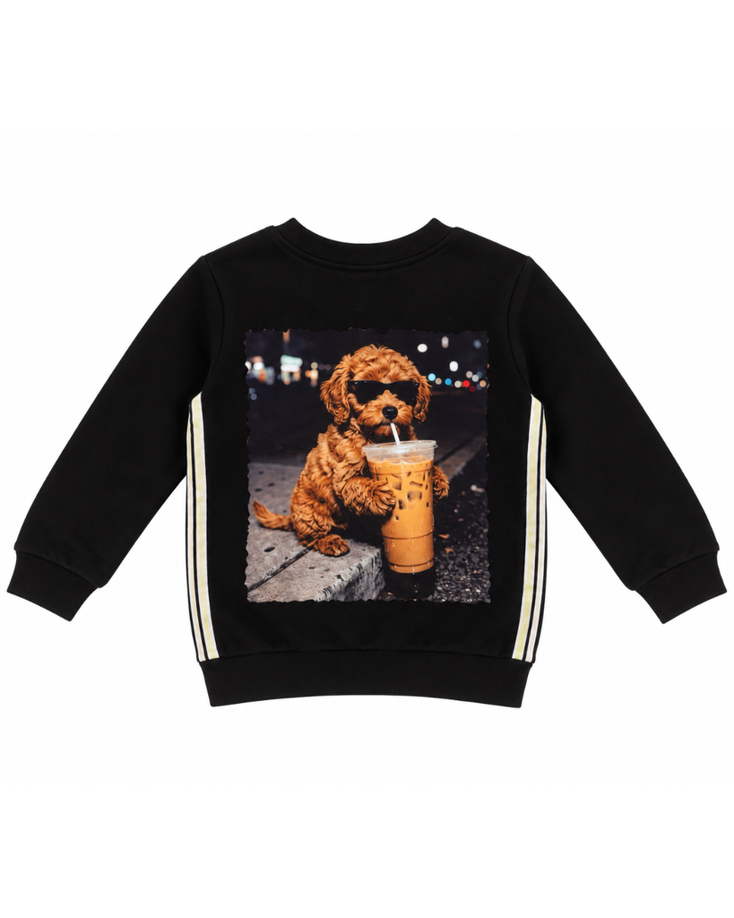 Girl Black Cool Poodle Sweatshirt