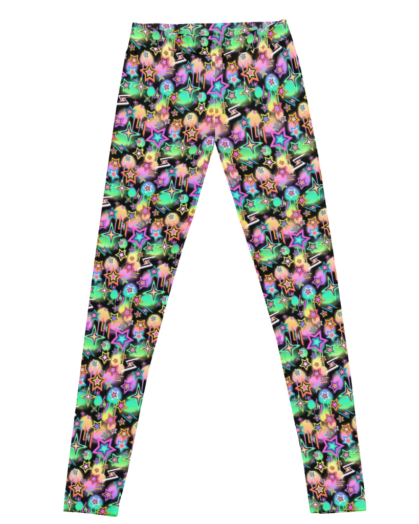 Girl Black Neon Stars Legging