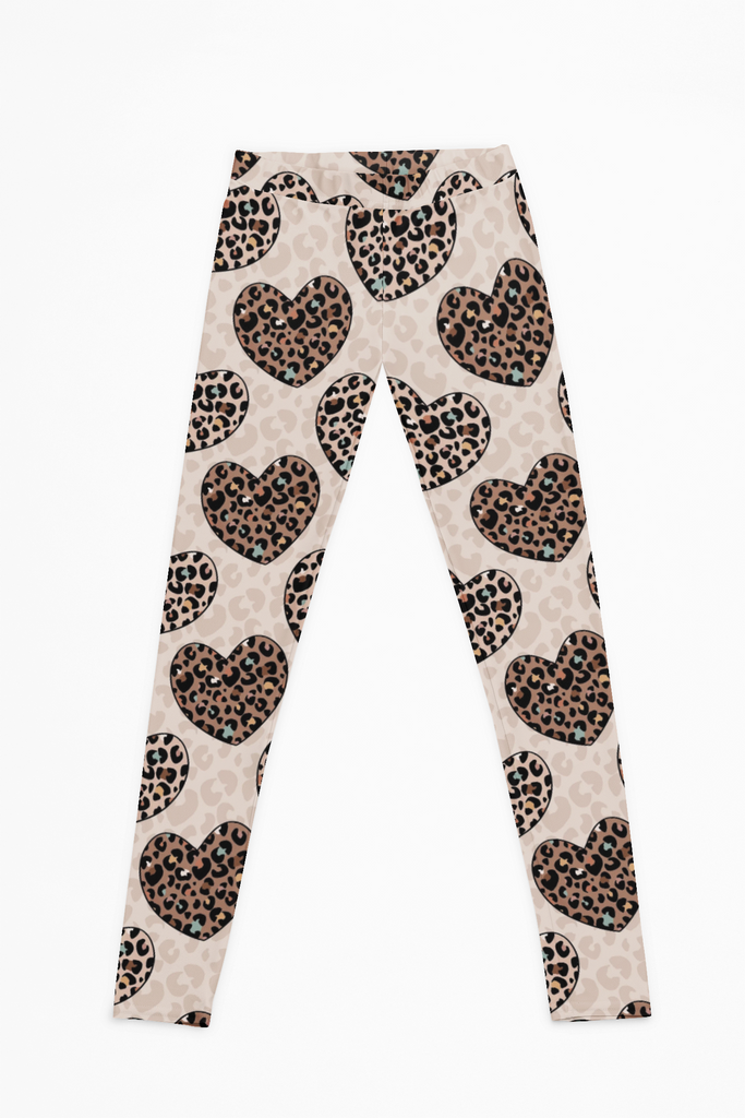 Girl Cream Leopard Heart Legging