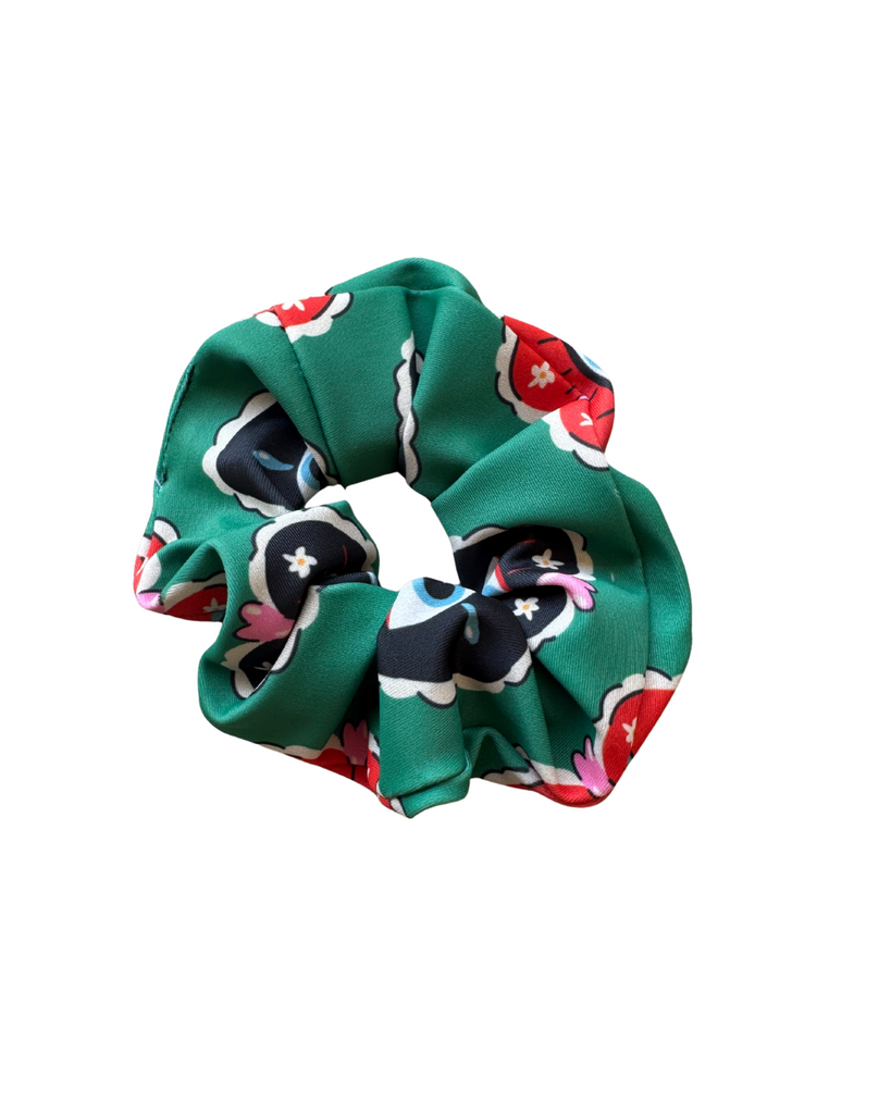 Girl Green Eyes of the Heart Scrunchies for Hair