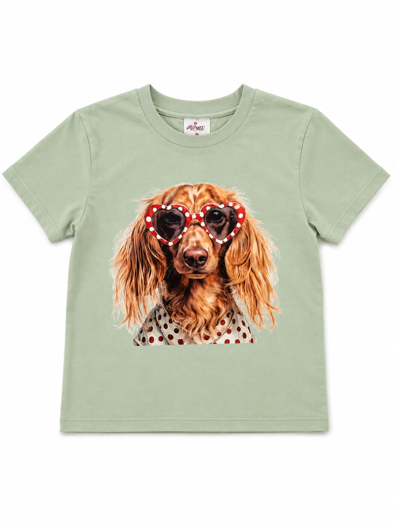 Girl Green Heart Eyes Puppy Red Spot Shirt