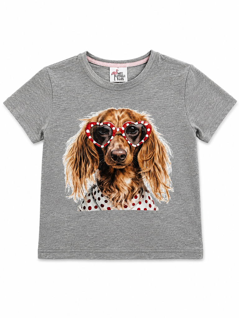 Girl Grey Heart Eyes Puppy Red Spot Shirt
