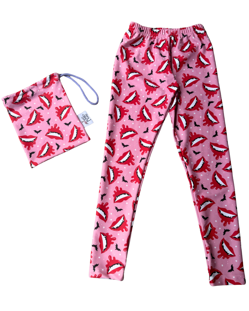 Girl Pink Halloween Bite Legging