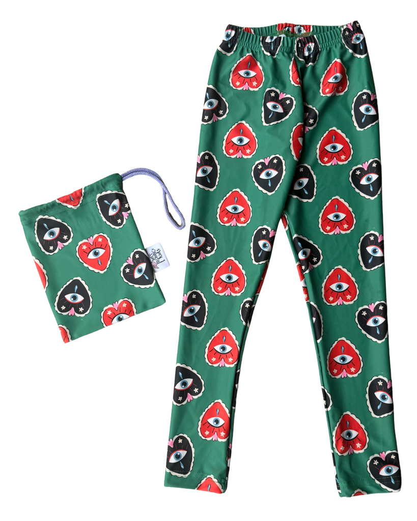 Girl Green Eyes of the Heart Legging