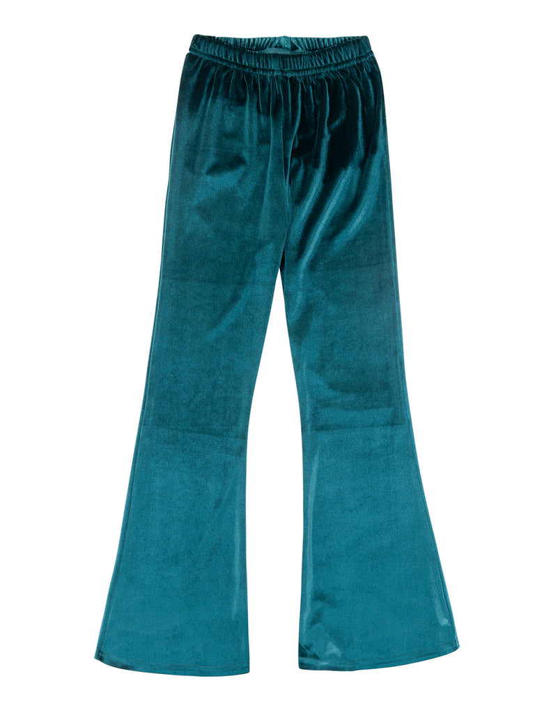 Girl Green Velvet Bell Bottoms Leggings