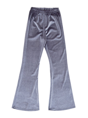 Girl Grey Velvet Bell Bottoms Leggings