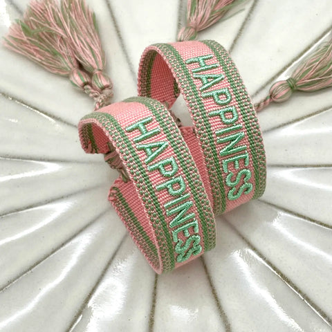 Girl Happiness Statement Bracelet Woven, Embroidered