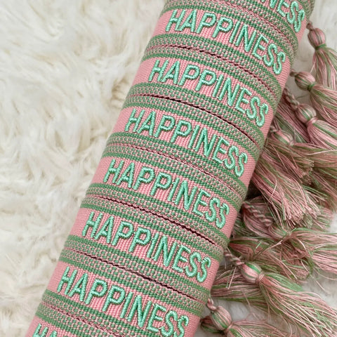 Girl Happiness Statement Bracelet Woven, Embroidered