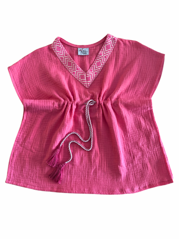 Girl Pink Cotton Summer Caftan Dress