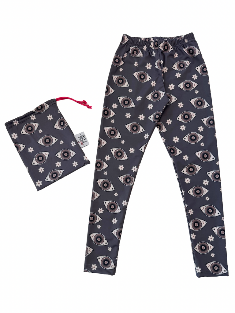 Girl Grey Floral Evil Eye Legging