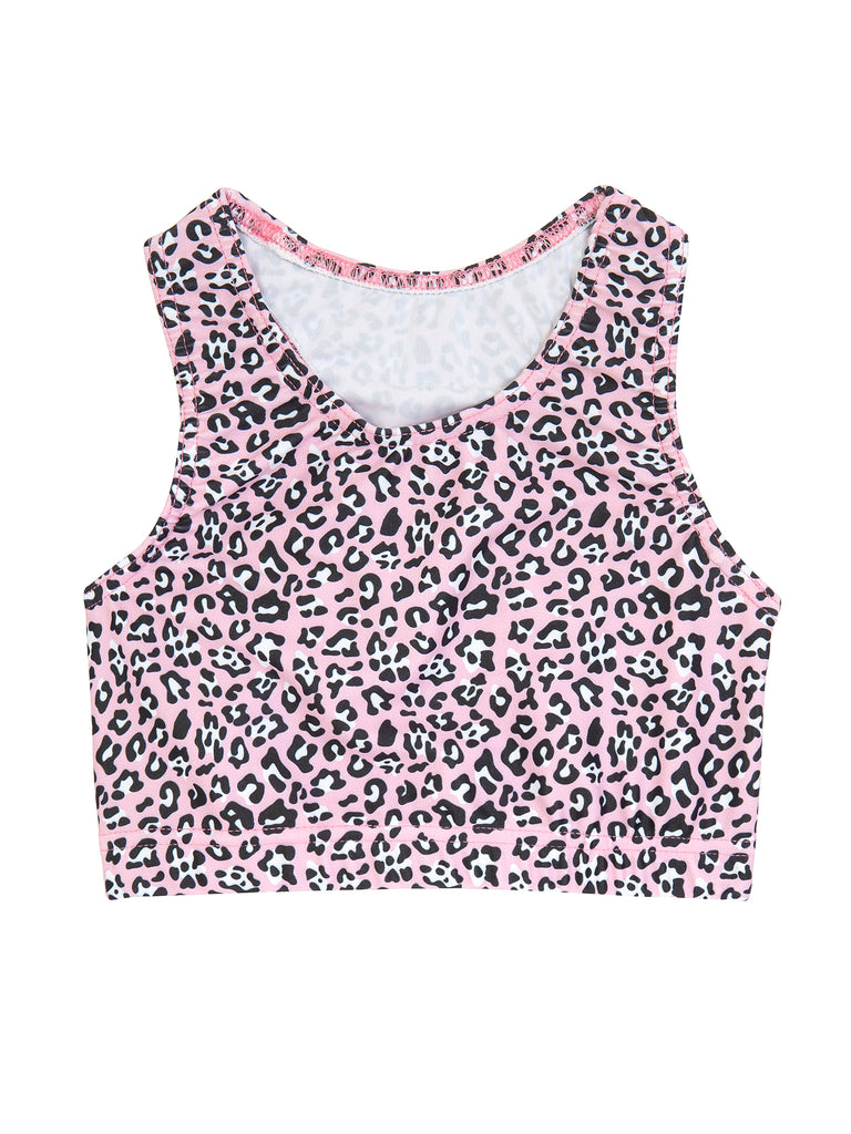 Girl Pink Leopard Sports Top