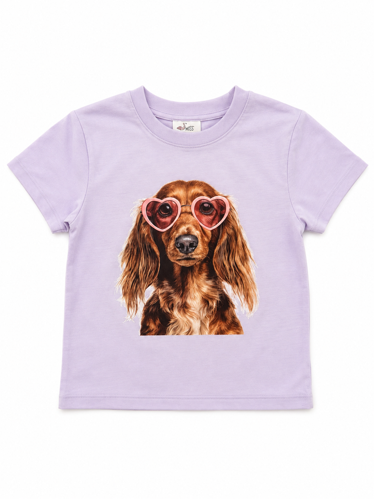 Girl Lilac Heart Eyes Puppy Shirt