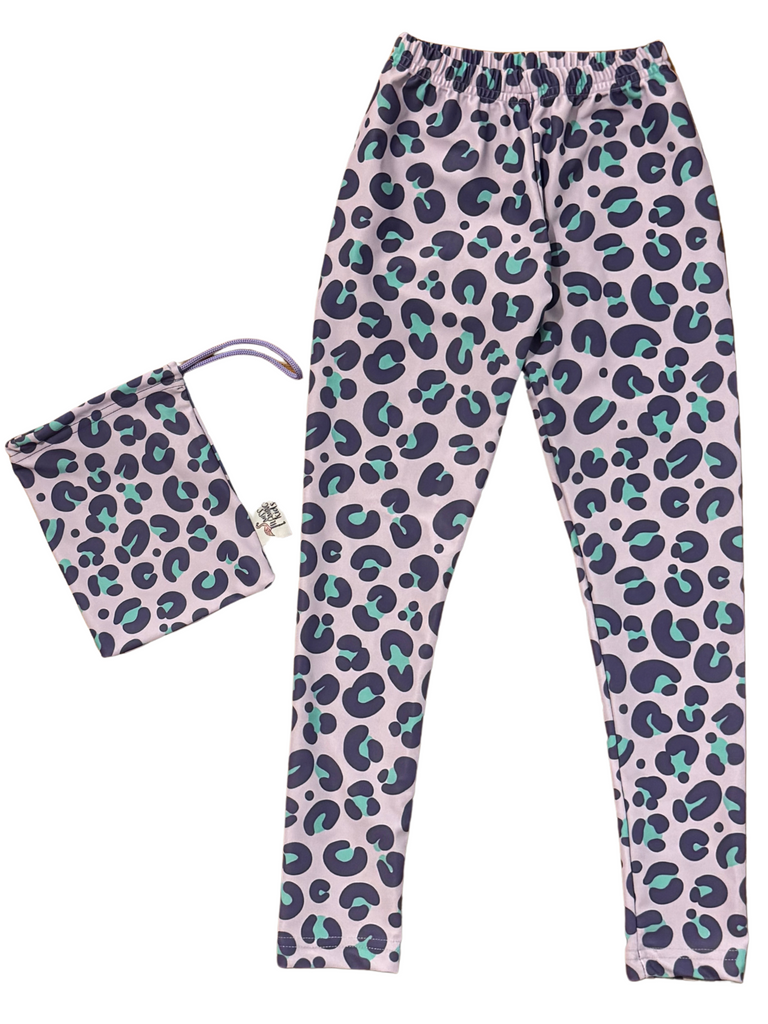 Girl Lilac and Aqua Leopard Legging