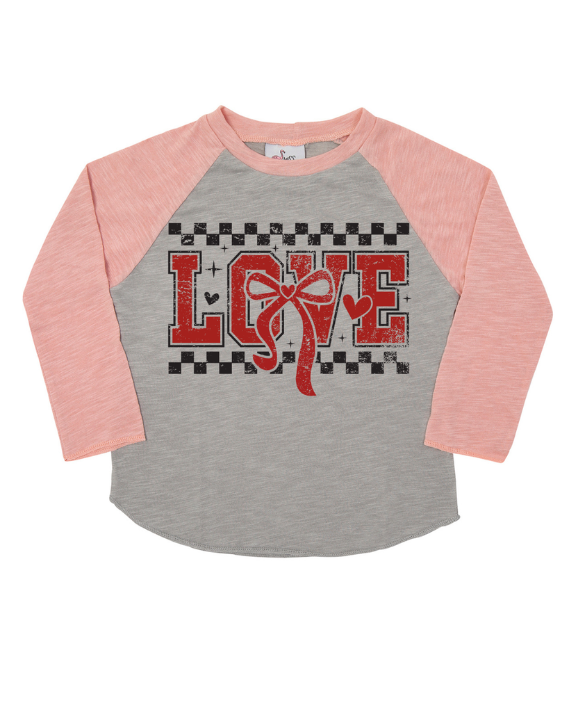 Girl Love Cool Checker Valentine Long Sleeve Shirt