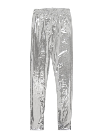 Girl Silver Sparkly Elastic Leggings